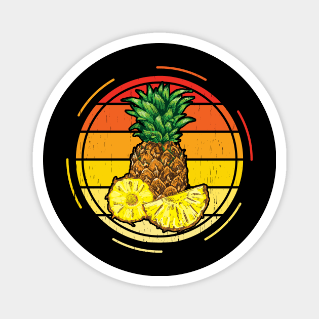 Pineapple Fruit Retro Style Vintage Distressed 70s 80s Gift Magnet by CardRingDesign